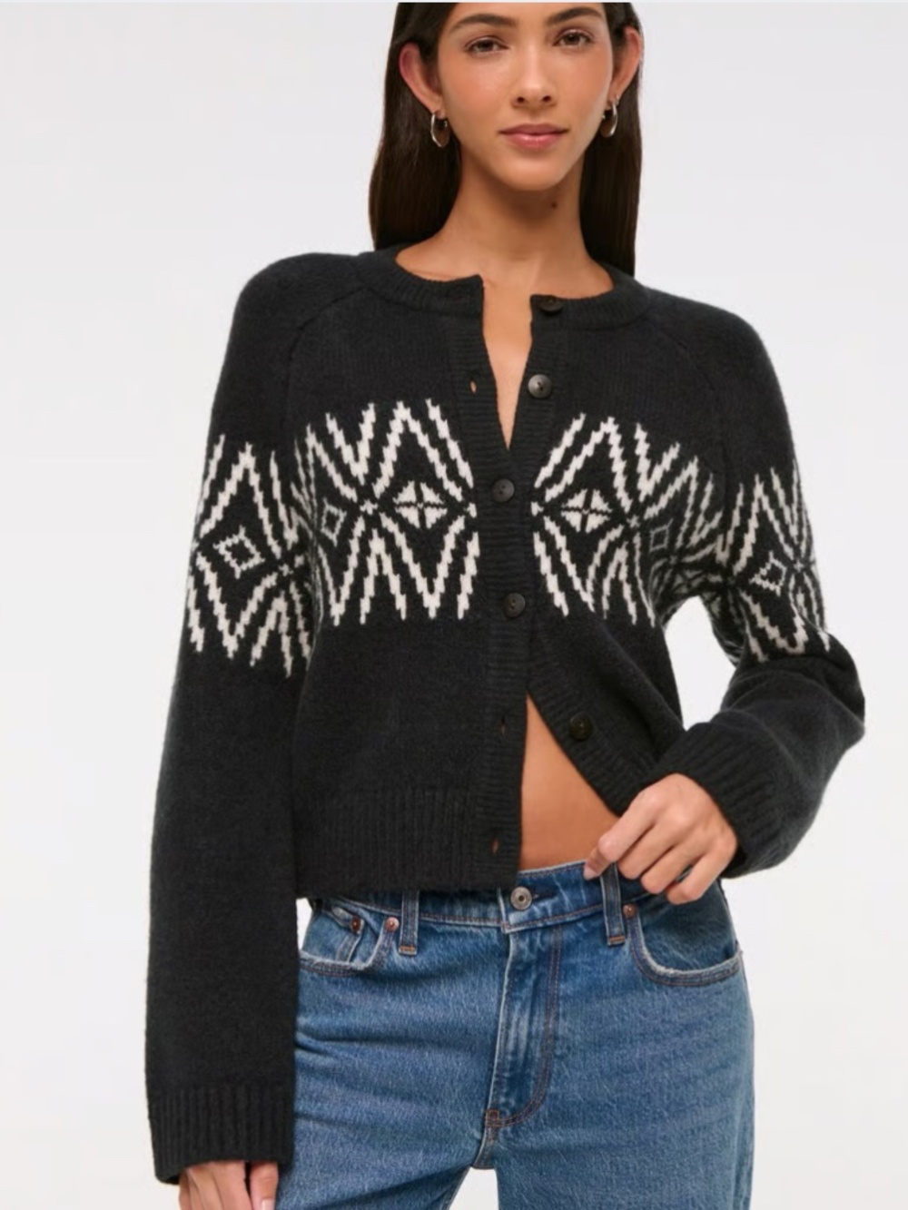Abercrombie & Fitch - Fairisle Crew Cardigan - Size XS